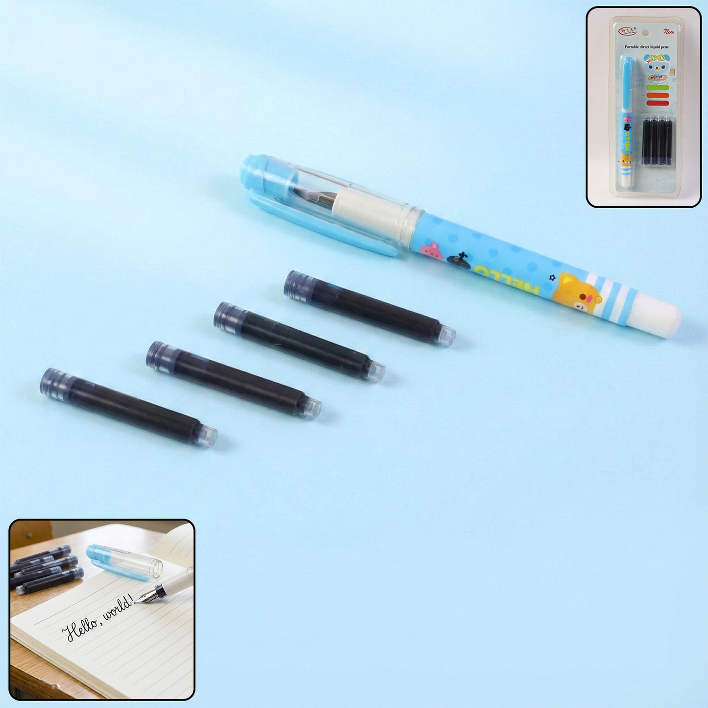 Set of Wukusy cute cartoon liquid ink pens featuring colorful and playful designs, perfect for writing and drawing.