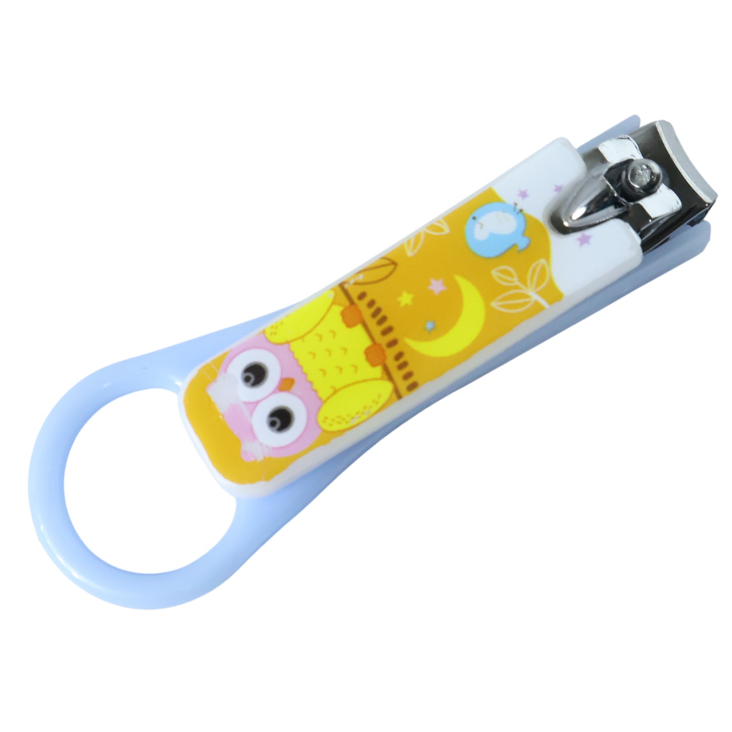Wukusy cute cartoon owl design baby nail clipper with rounded tip for safe, gentle nail trimming for infants.