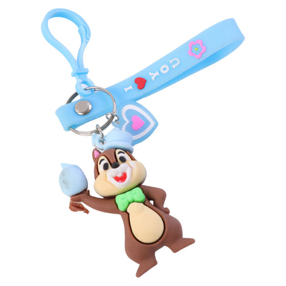Wukusy cute cartoon squirrel character keychain hanging with vibrant colors and detailed squirrel design.