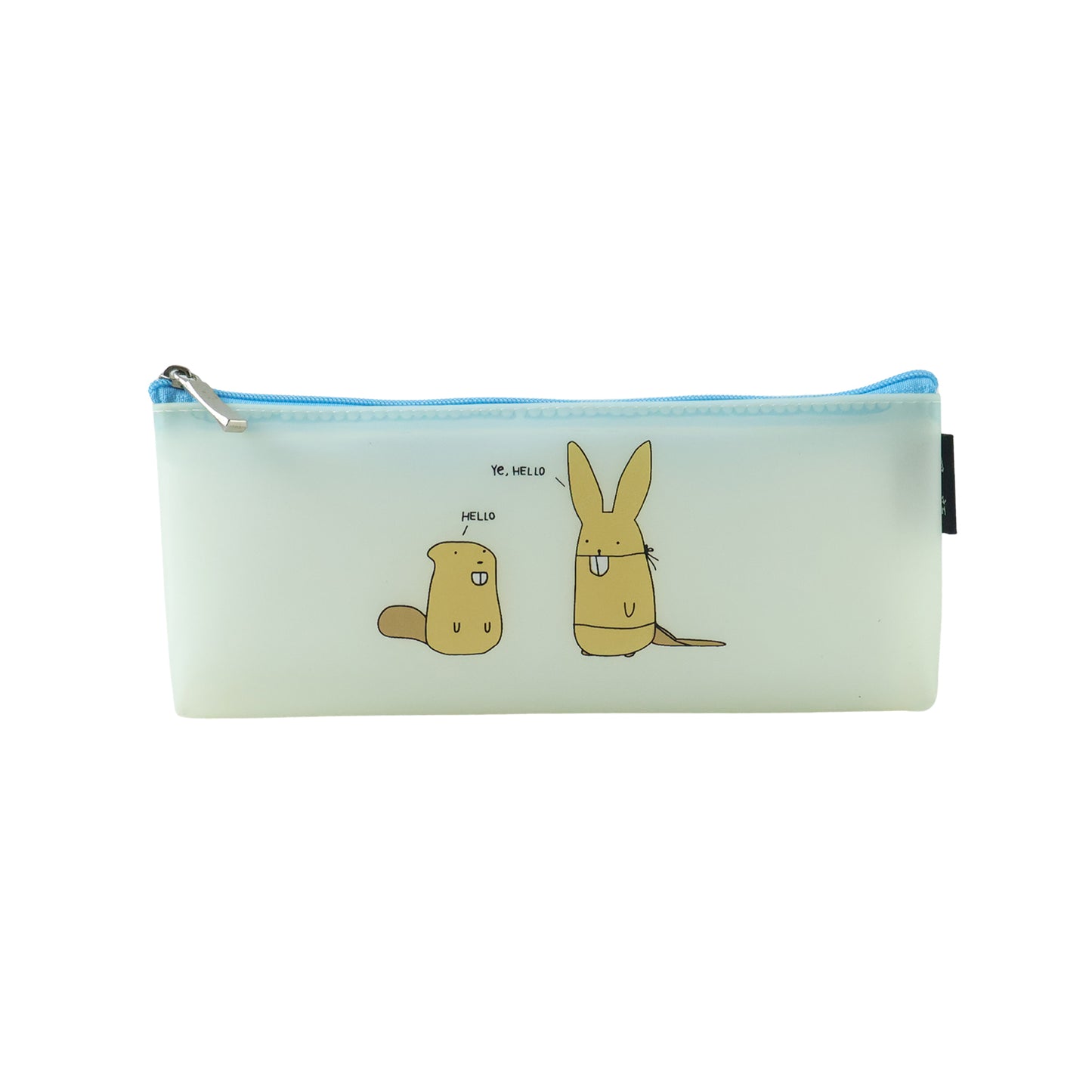 Transparent cartoon pencil pouch by Wukusy featuring cute animal designs, ideal for storing pens and stationery.