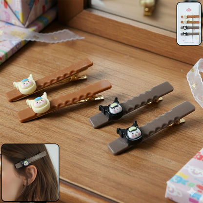 Set of four Wukusy cute character decorative hair clips featuring colorful, playful designs for kids.