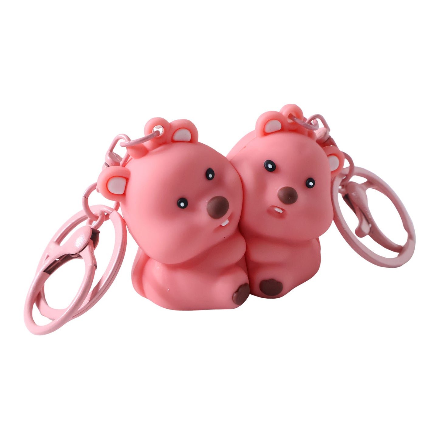 Cute Wukusy bear-shaped 2-in-1 keychain set featuring two adorable bear keychains for couples or everyday use.
