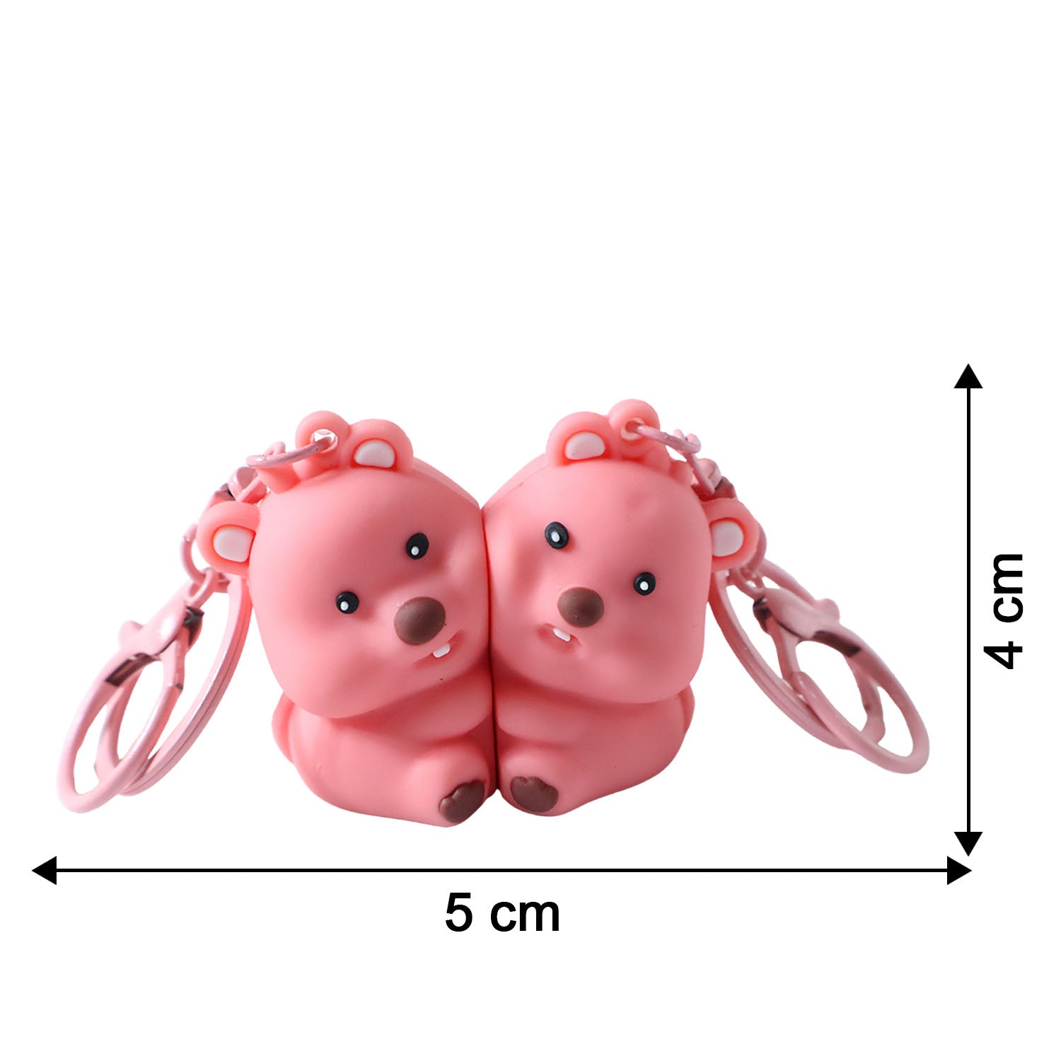 Wukusy cute couple bear-shaped 2-in-1 keychain set with two pieces, featuring adorable bear designs on keychains.