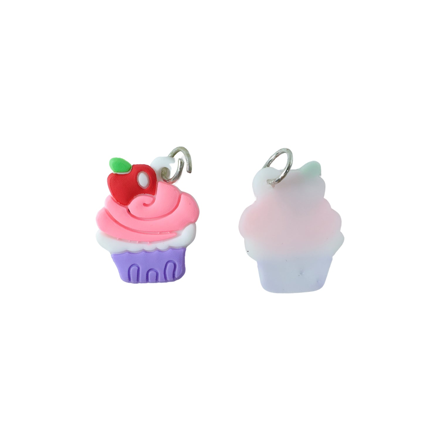 Set of 10 Wukusy cupcake-shaped bag charm keychains featuring colorful, cute designs for bags or keys.
