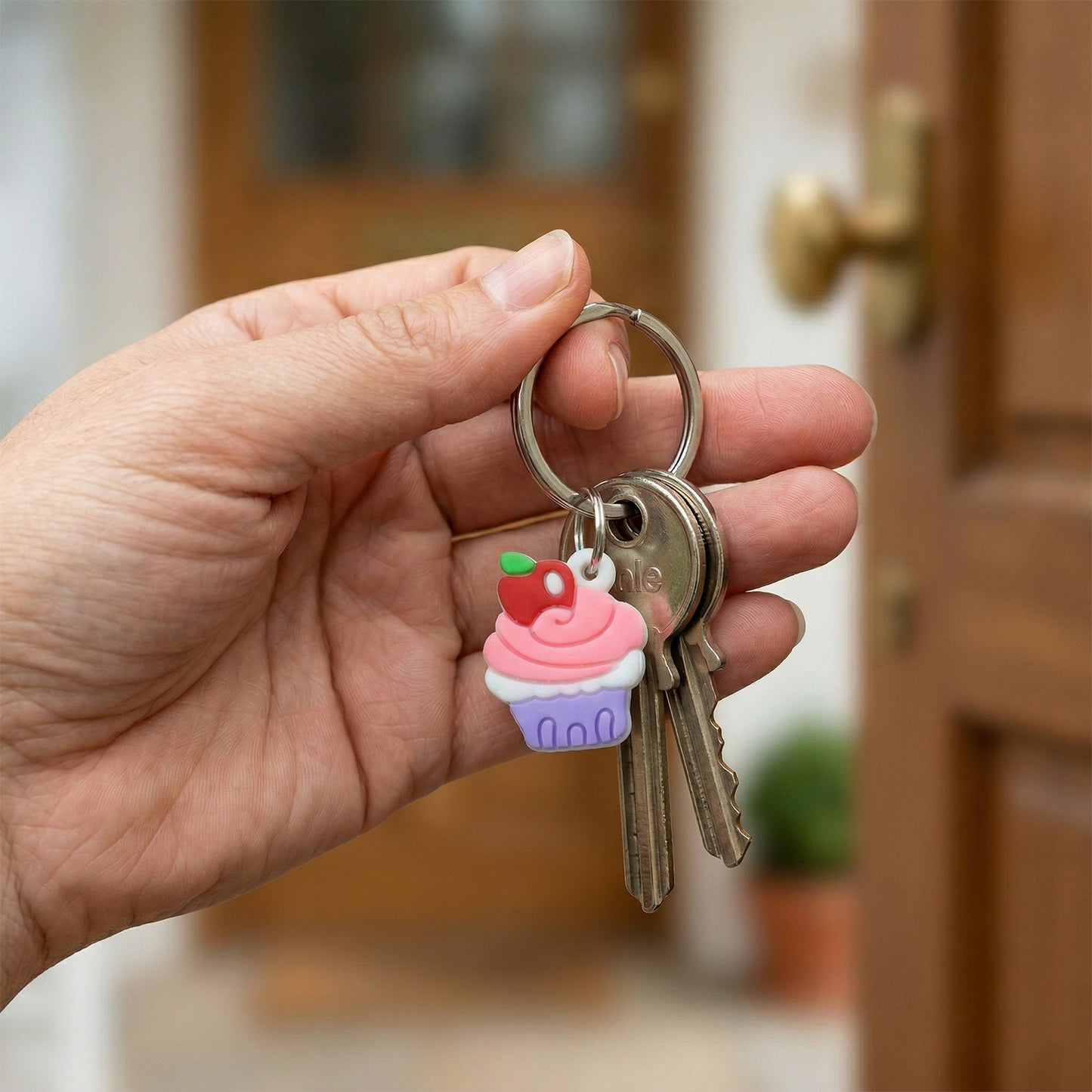 Set of 10 Wukusy cupcake-shaped bag charm keychains in bright colors, perfect for decorating bags and backpacks.