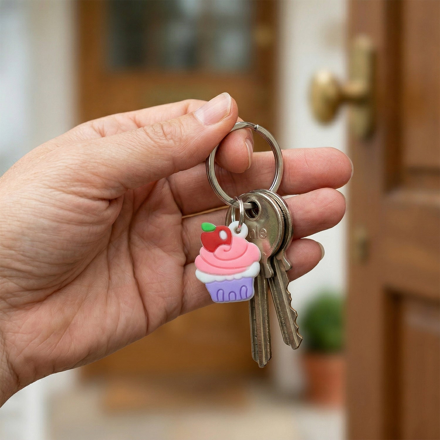 Set of 10 Wukusy cupcake-shaped bag charm keychains in bright colors, perfect for decorating bags and backpacks.