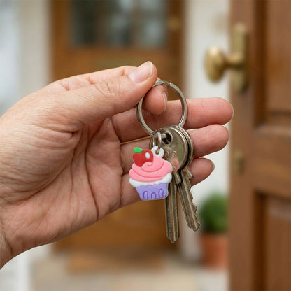 Set of 10 Wukusy cupcake-shaped bag charm keychains in bright colors, perfect for decorating bags and backpacks.