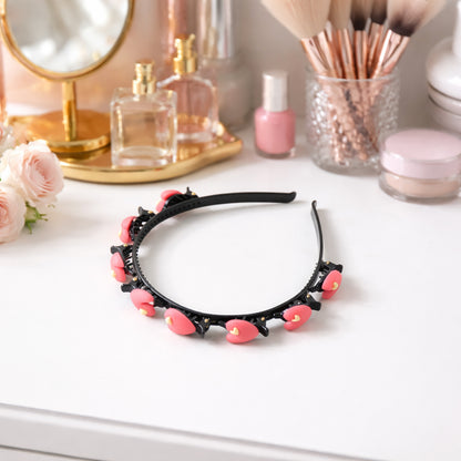 Wukusy cute heart design decorative hairband for women and girls, featuring a charming heart pattern and comfortable fit.
