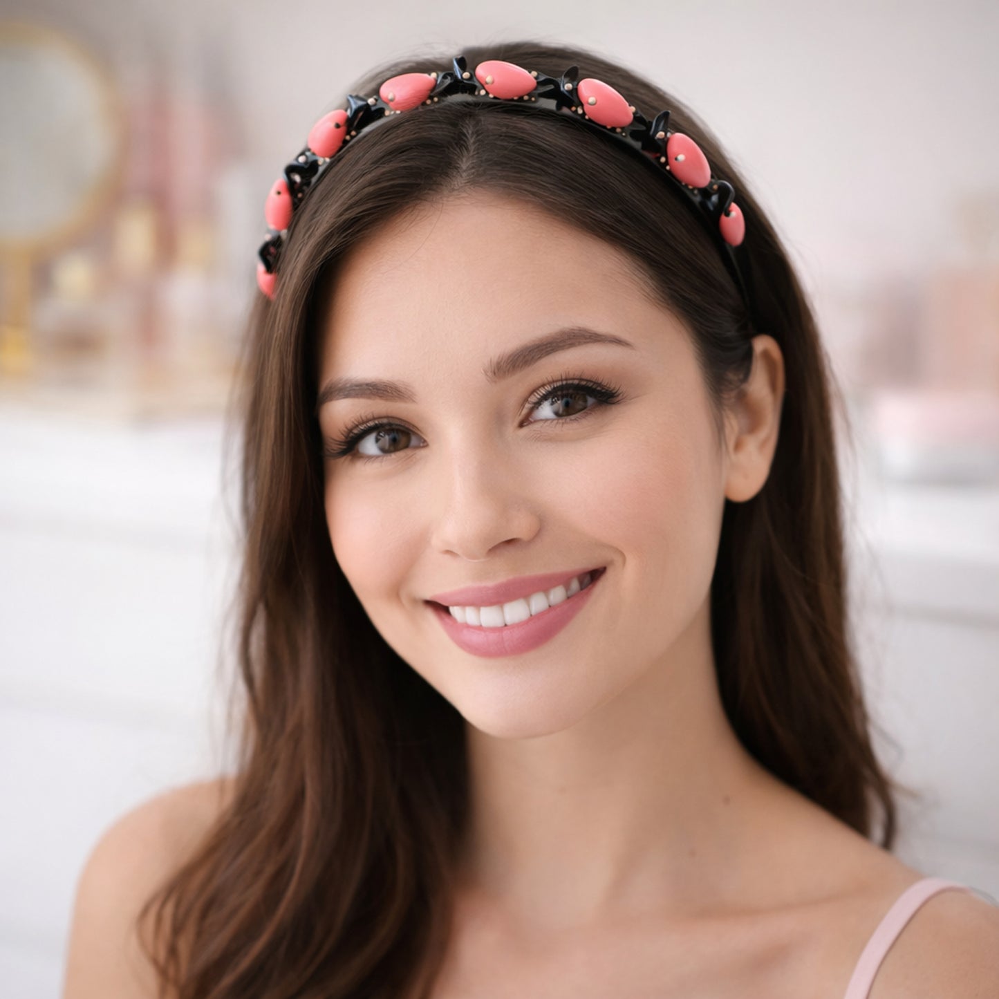 Wukusy cute heart design decorative hairband for women and girls, featuring a charming heart pattern and comfortable fit.