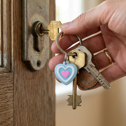 Set of 10 cute heart-shaped bag charms and keychains by Wukusy, featuring colorful and playful accessory designs.