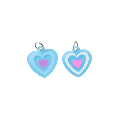 Set of 10 cute heart-shaped bag charm keychains by Wukusy, featuring colorful and playful accessories for bags and keys.