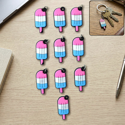 Set of 10 Wukusy ice cream-shaped bag charm keychains with colorful, adorable designs for accessories and decoration.