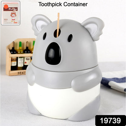 Cute koala-shaped Wukusy toothpick holder dispenser on a white background, showcasing its adorable design and compact size.
