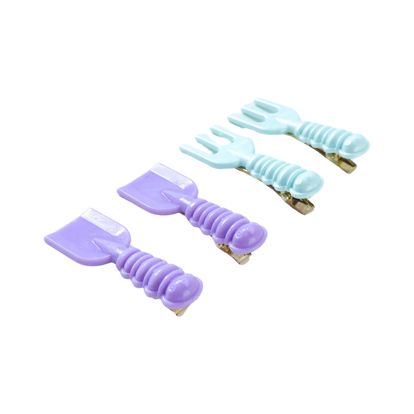 Set of four Wukusy mini tool-shaped decorative hair clips, cute and colorful hair accessories for everyday styling.