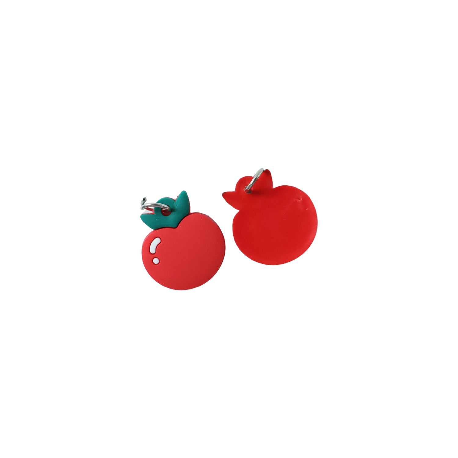 Set of 10 Wukusy red apple-shaped bag charm keychains with cute, vibrant fruit designs for bags and accessories.