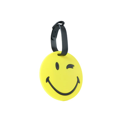 Wukusy cute smiley face round travel luggage bag tag, identification tag with cheerful design for easy baggage recognition