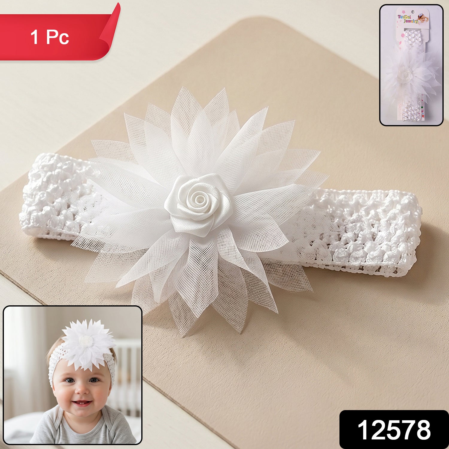 Wukusy cute soft elastic floral baby headband with a stylish stretchable design, perfect for infants and young children.