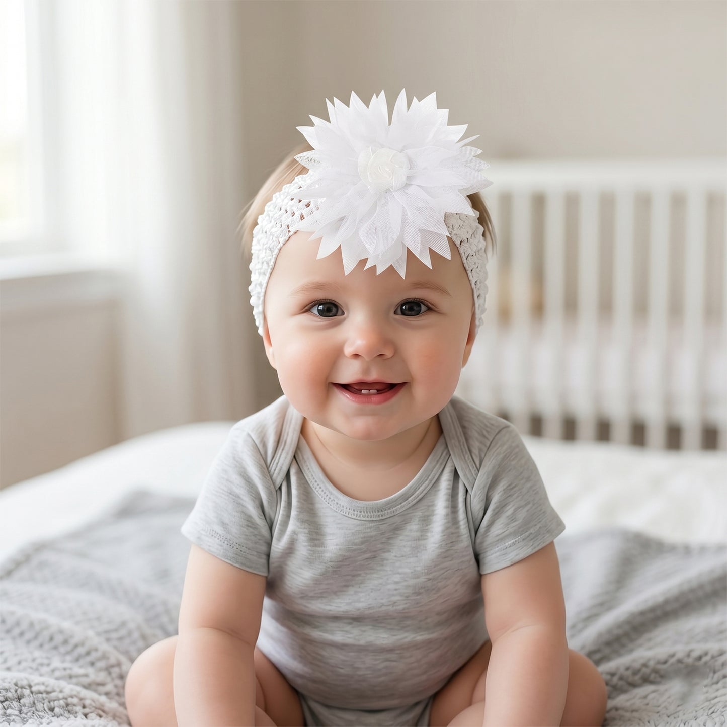 Wukusy cute soft elastic floral baby headband with stretchable design, perfect for stylish, comfortable baby hair accessories.