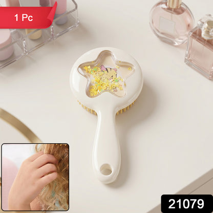 Wukusy cute star design kids hair brush with soft bristles for gentle detangling and styling of young children’s hair.