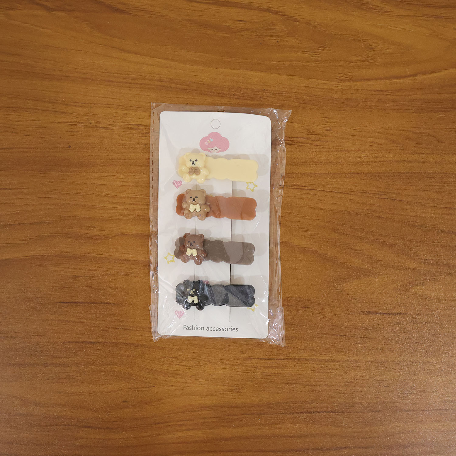Set of four Wukusy cute teddy bear decorative snap hair clips, perfect for adding adorable charm to hairstyles.