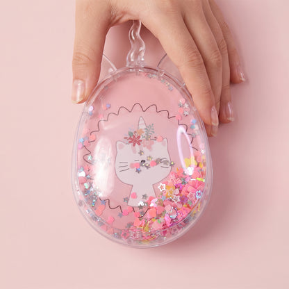 Wukusy cute unicorn-themed magic floating glitter hair comb with colorful shimmering details, ideal for playful hair accessories.