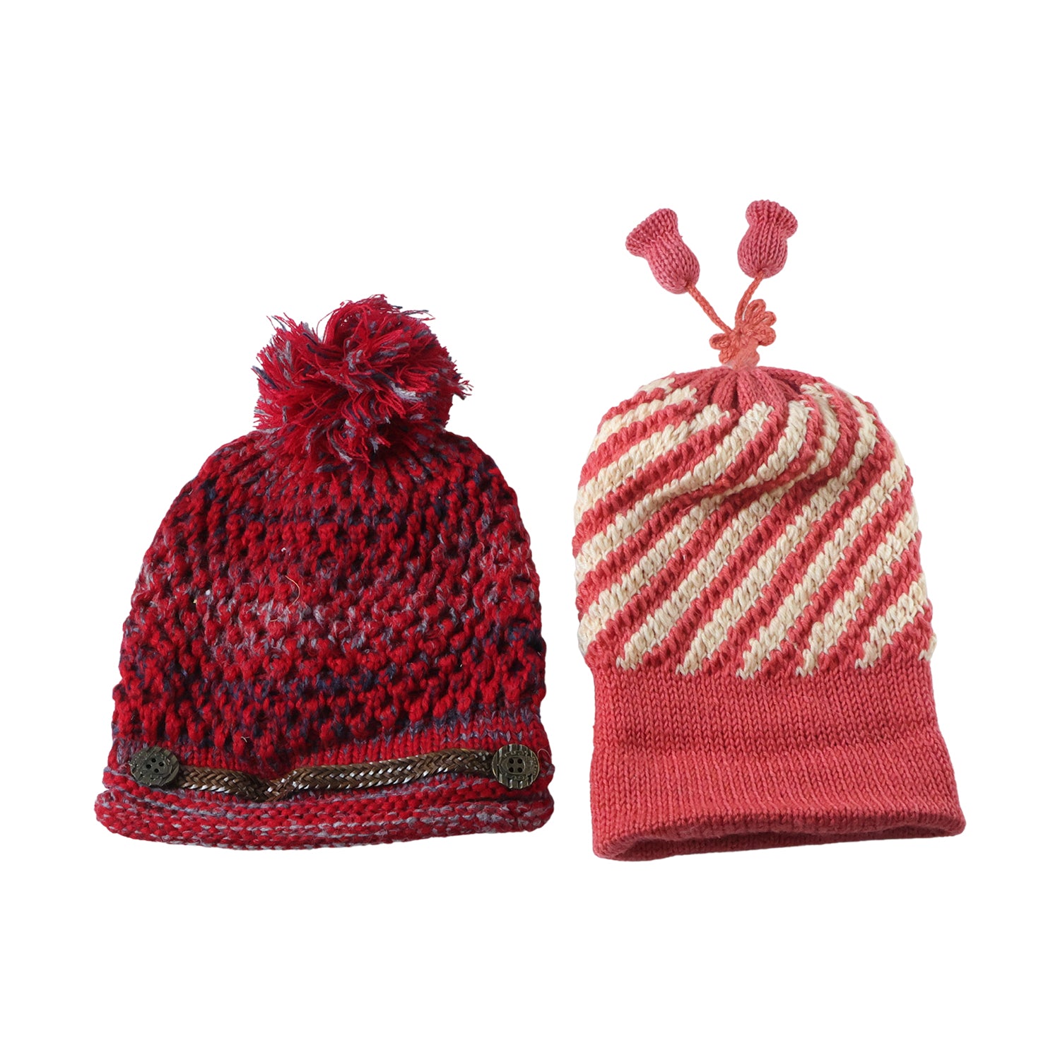 Wukusy cute winter woolen knitted cap for men and women with a mixed design, featuring cozy, textured knit pattern, one piece.
