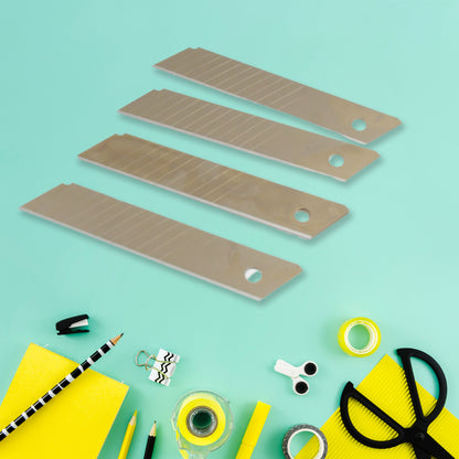 Wukusy cutter knife set with black handle and four replacement blades arranged on a white background.