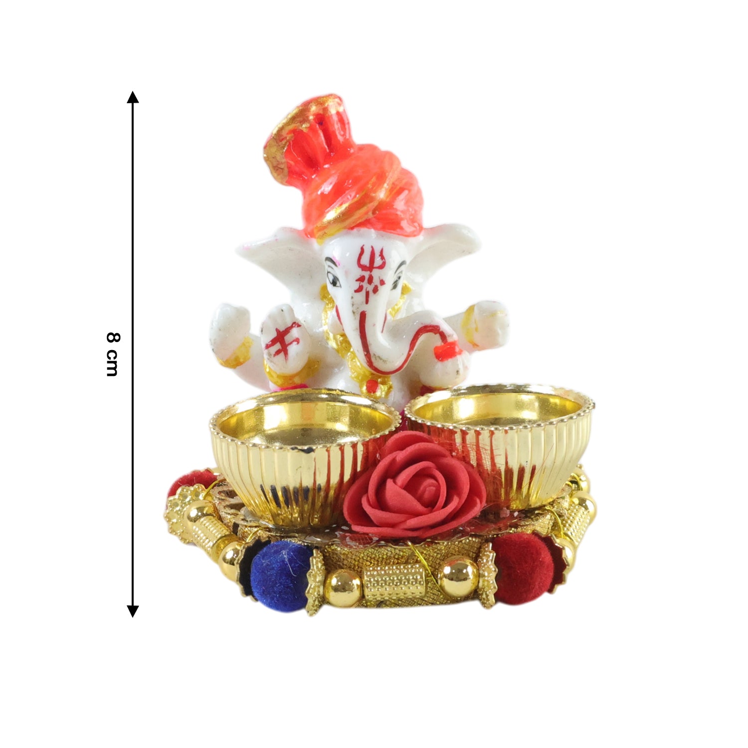 Decorative Lord Ganesha Pooja Thali Set by Wukusy, featuring intricate designs and traditional motifs for religious rituals.