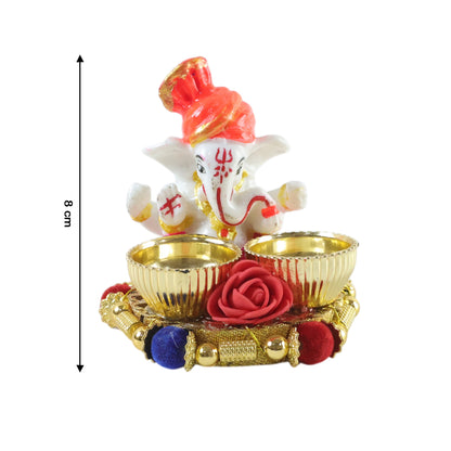Decorative Lord Ganesha Pooja Thali Set by Wukusy, featuring intricate designs and traditional motifs for religious rituals.