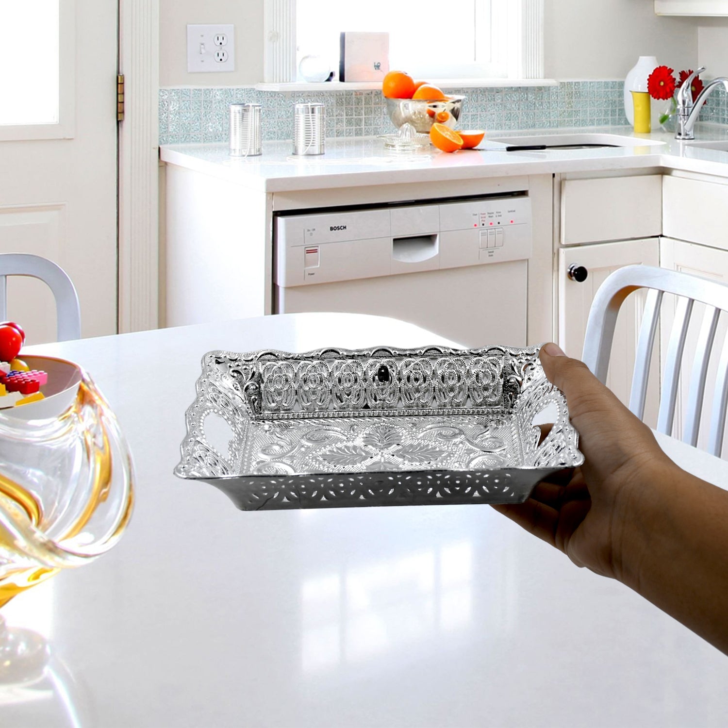 Decorative Wukusy serving tray for Mukhwas, dry fruits, candies, with elegant design and multiple compartments for serving.