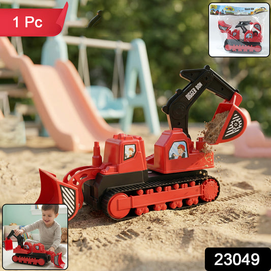 Wukusy Digger Don construction track toy with a colorful toy excavator on a track for kids' play and building fun.