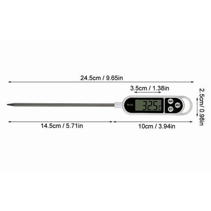 Wukusy digital food thermometer with LCD display showing temperature readings, designed for accurate cooking and food safety.