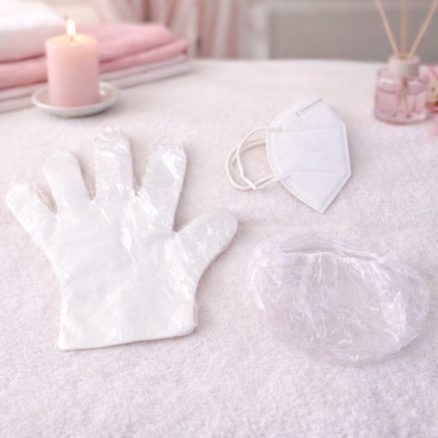 Disposable hygiene safety kit set by Wukusy, including masks, gloves, and sanitizers for personal protection and hygiene.