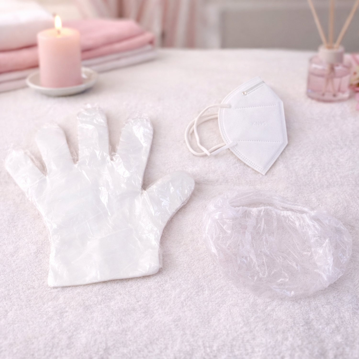 Disposable hygiene safety kit set by Wukusy, including masks, gloves, and sanitizers for personal protection and hygiene.