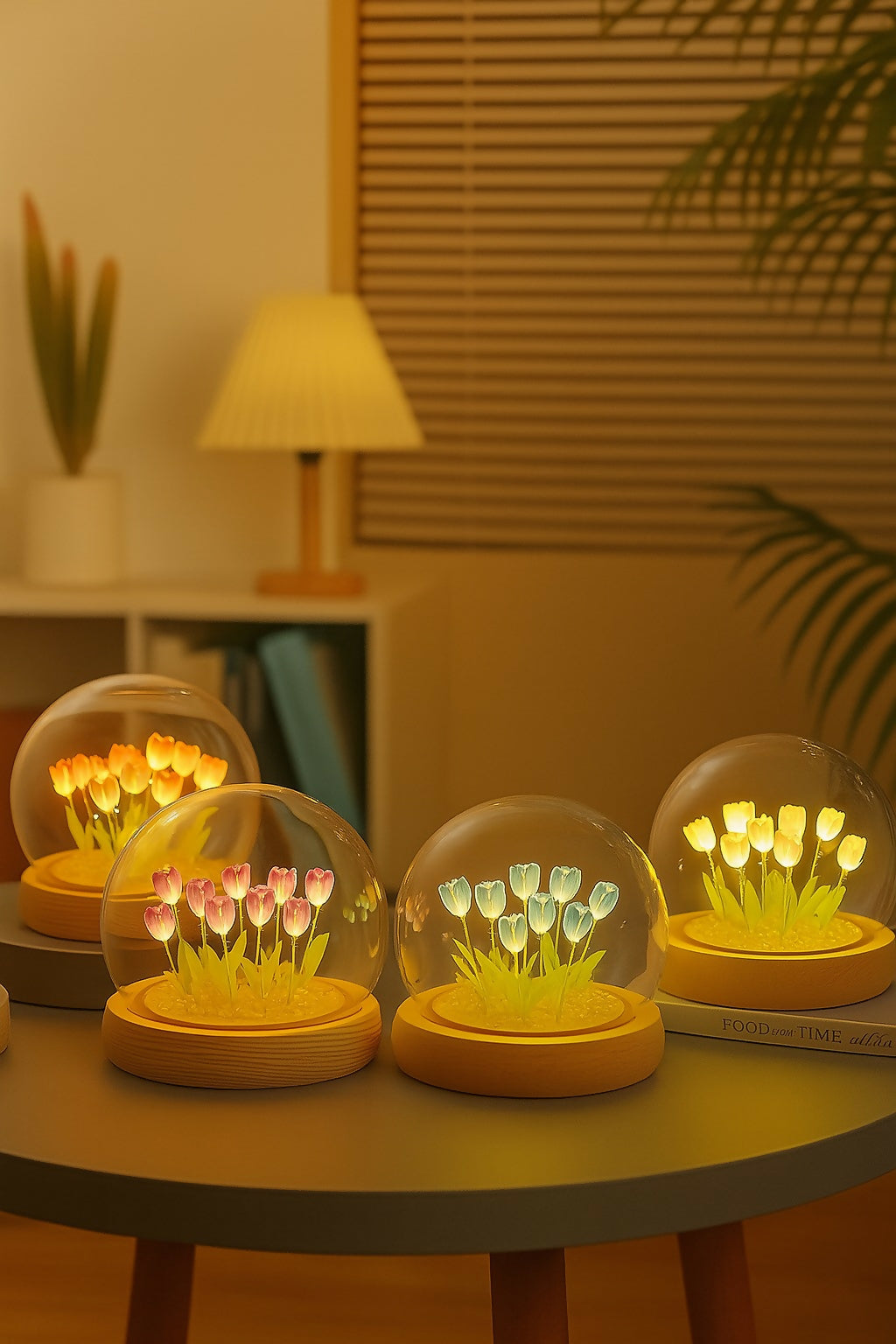 Wukusy DIY Flower Dome LED Night Lamp kit with decorative table light and floral design for ambient home lighting.