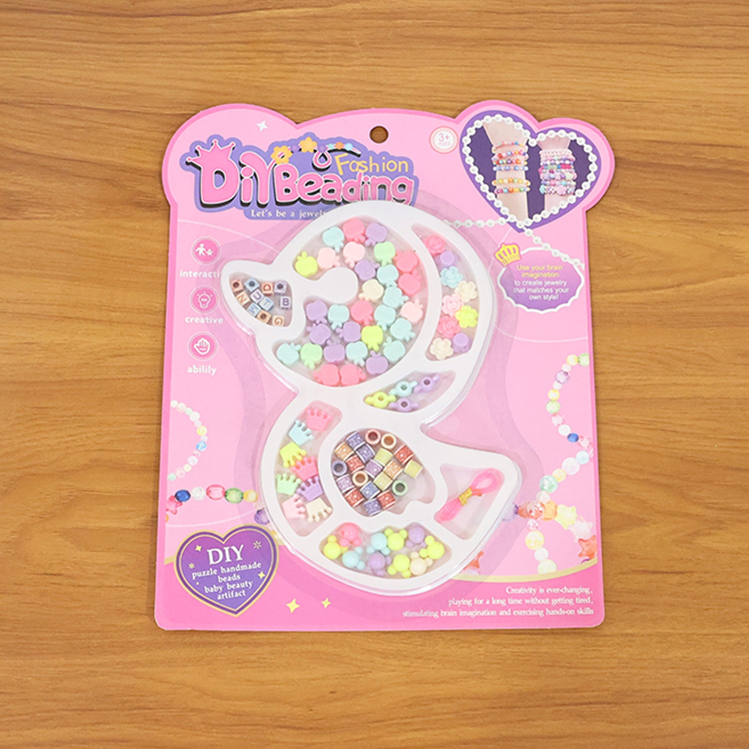 Wukusy DIY kids beading jewelry making craft kit with colorful beads and accessories for children's craft projects.