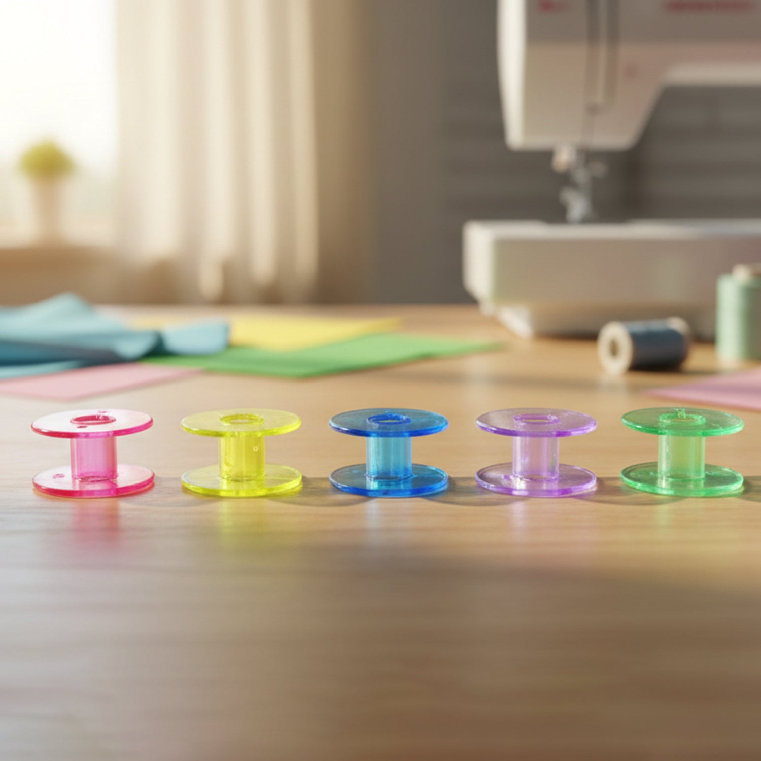 Wukusy Doris Roller sewing machine bobbin set with 25 plastic bobbins for sewing and quilting machines.