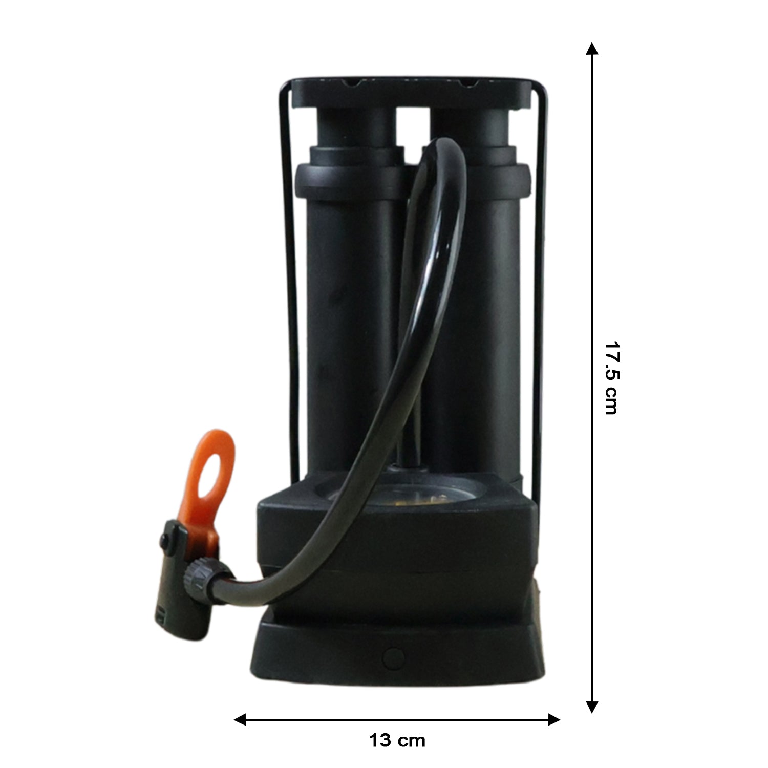 Wukusy double cylinder foot air pump set with two cylinders and foot pedal for inflating tires, balls, and inflatables.
