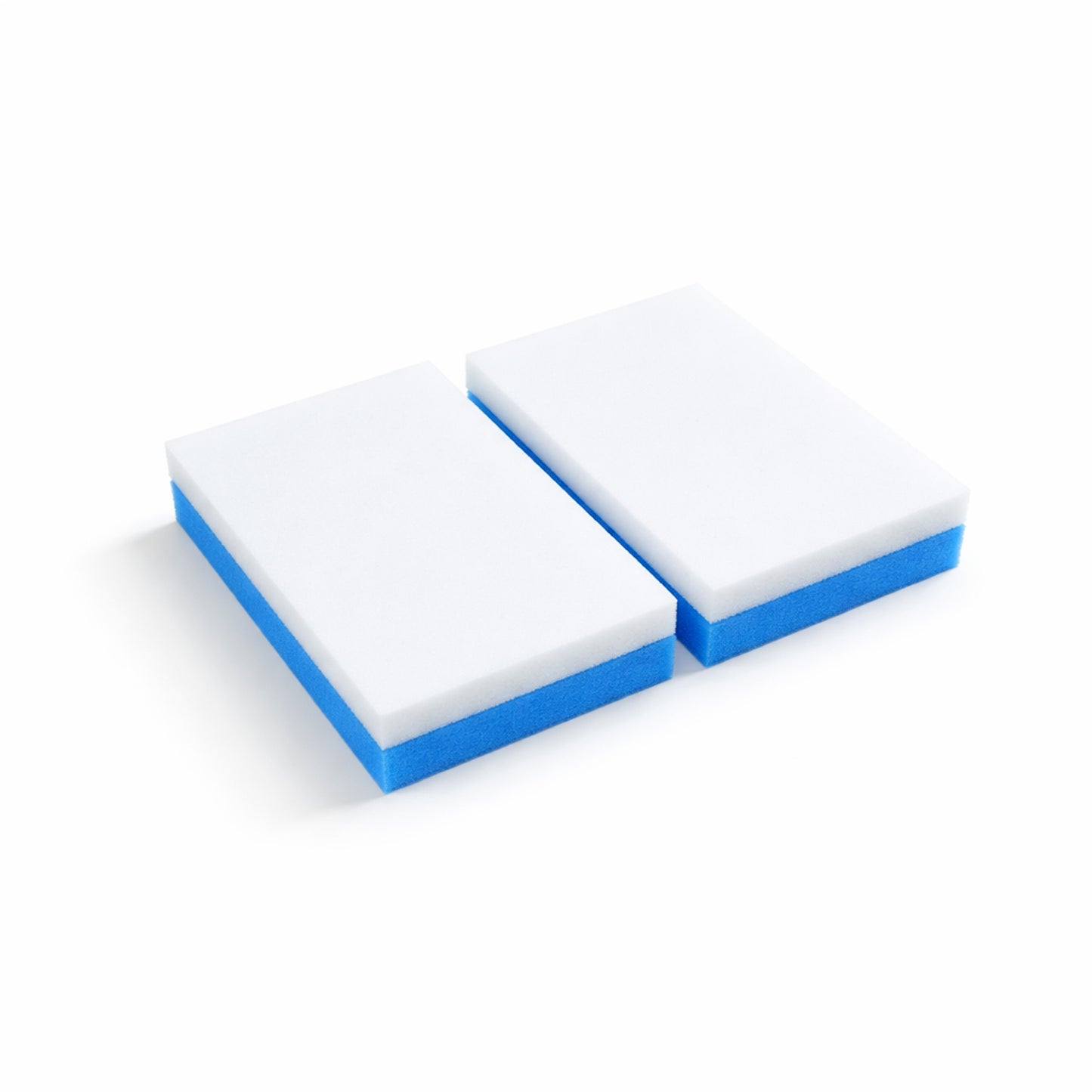 Wukusy dual layer cleaning sponge eraser pads, 2-piece set, showing the sponges with dual-layer design for effective cleaning.
