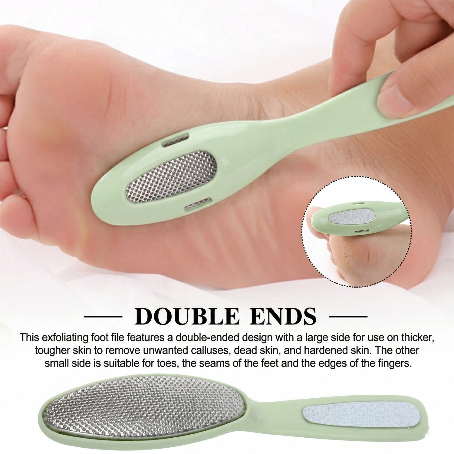 Wukusy dual-sided foot care pedicure file, 1-piece, with textured surfaces for exfoliating and smoothing feet.