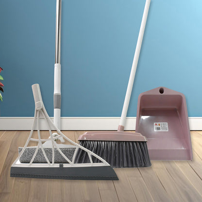 Wukusy 4-piece kitchen dustpan, window cleaning squeegee, broom brush set for efficient home cleaning tasks.