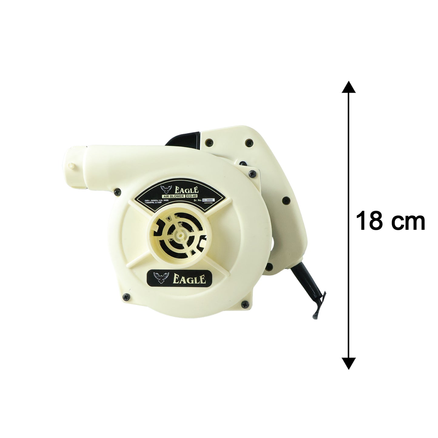 Wukusy Eagle Electric Air Blower EG40 with 500W motor, showing a compact, handheld electric blower for cleaning and drying tasks.