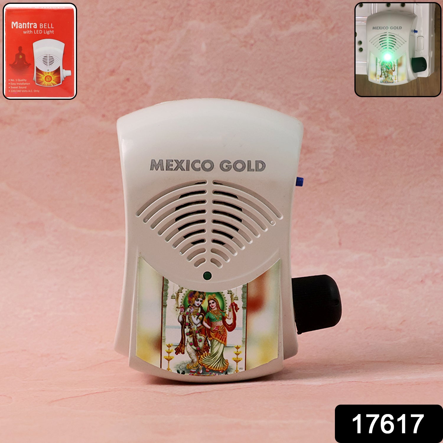 Wukusy electric mantra bell with LED light, featuring a sleek design and illuminated button for spiritual or decorative use.