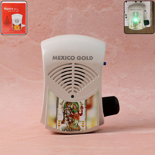 Wukusy Electric Mantra Bell with LED light, black metal bell featuring illuminated LED for visual and auditory alert.