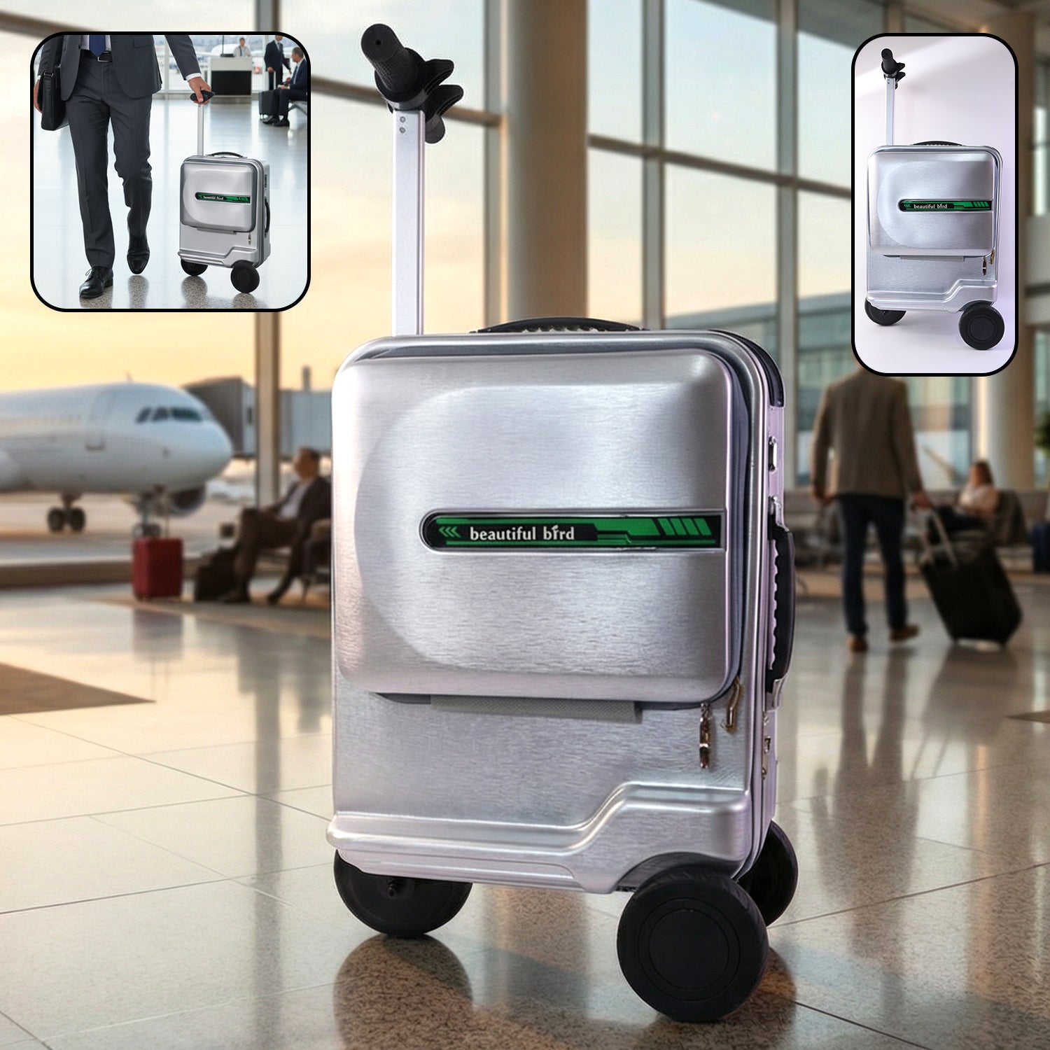 Wukusy electric ride-on scooter travel bag with foldable trolley, durable fabric, and handles for easy transport.