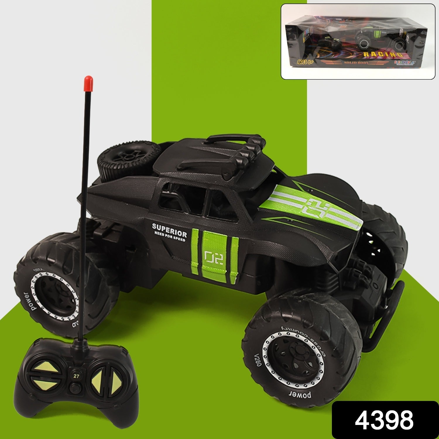 Wukusy Electroplay remote control monster truck toy set with large truck and colorful design for kids.