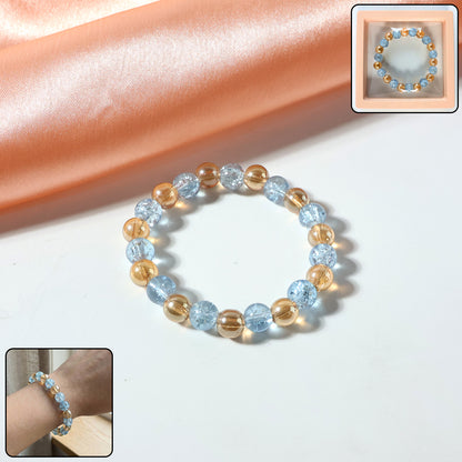 Elegant Wukusy dual-tone crystal beaded stretch bracelet featuring sparkling beads and a comfortable elastic fit.