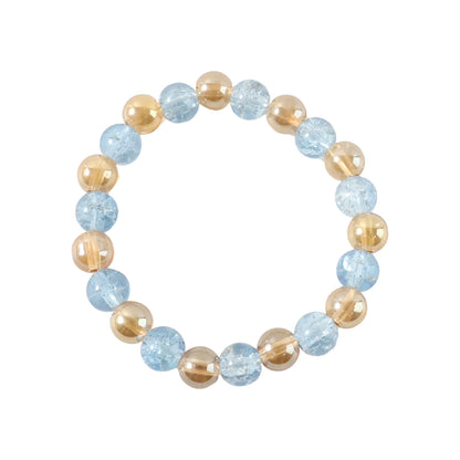 Elegant dual-tone crystal beaded stretch bracelet by Wukusy, featuring sparkling crystals and a comfortable elastic fit.
