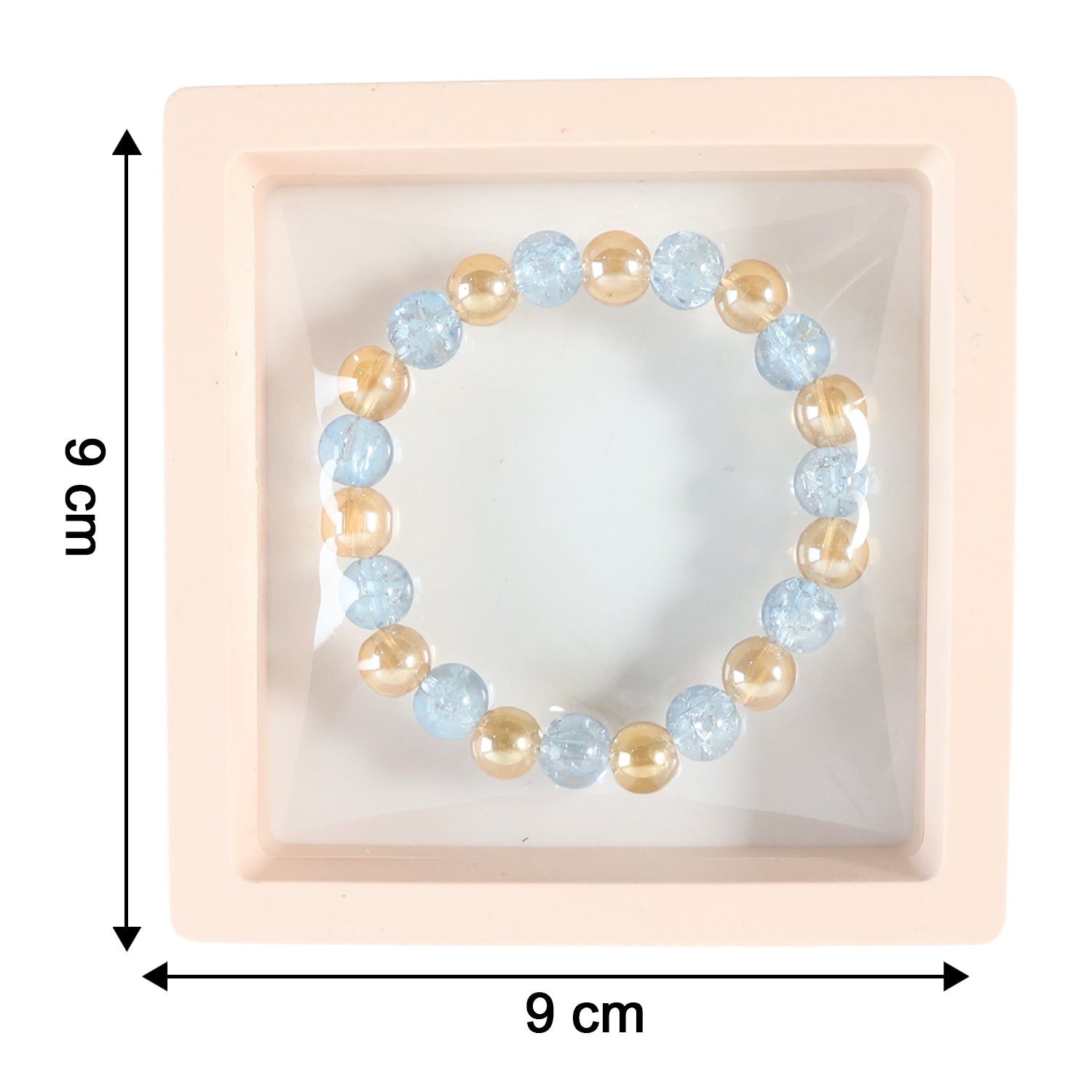 Elegant dual-tone crystal beaded stretch bracelet by Wukusy, featuring sparkling beads and a comfortable elastic band.