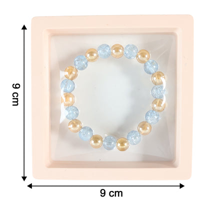 Elegant dual-tone crystal beaded stretch bracelet by Wukusy, featuring sparkling beads and a comfortable elastic band.